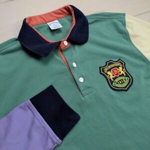 Brooks Brothers Rugby Polo Shirt Mens M Slim Fit Long Sleeve Colorblock Crest